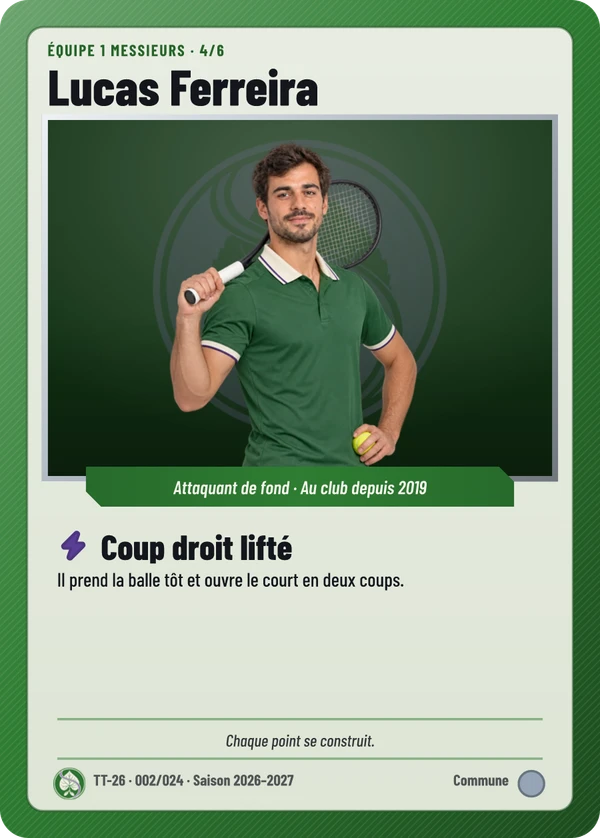 Carte d’exemple fictive, inspiration Carte de jeu · Tennis
