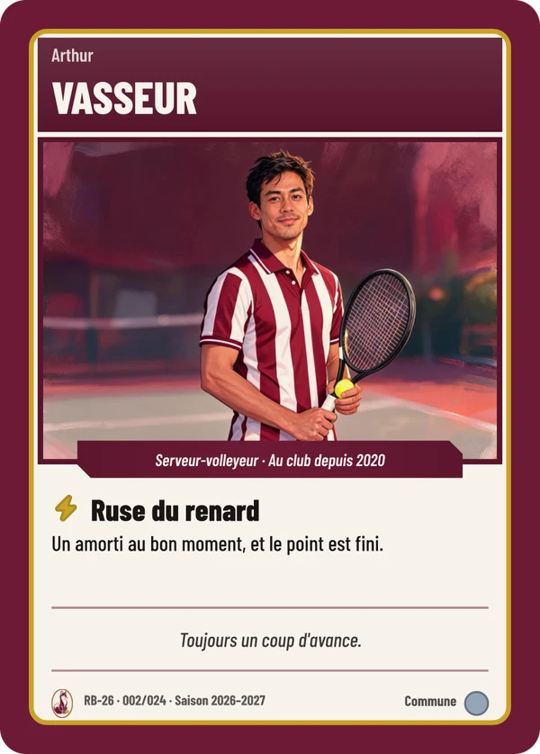 Carte d’exemple fictive, inspiration Classique · Tennis