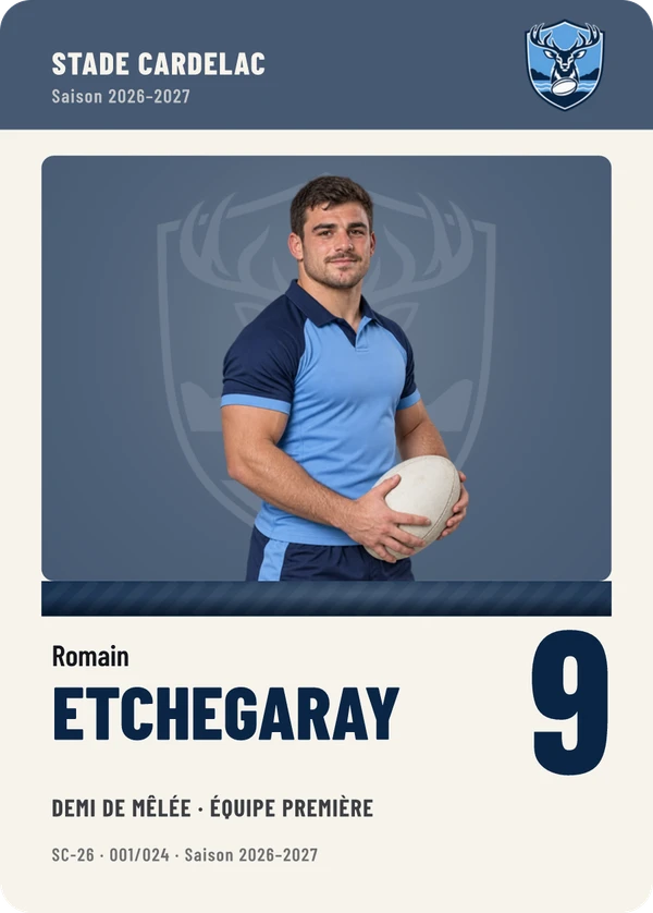 Carte d’exemple fictive, inspiration Équipe · Rugby à XV