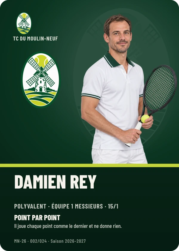 Carte d’exemple fictive, inspiration Profil · Tennis
