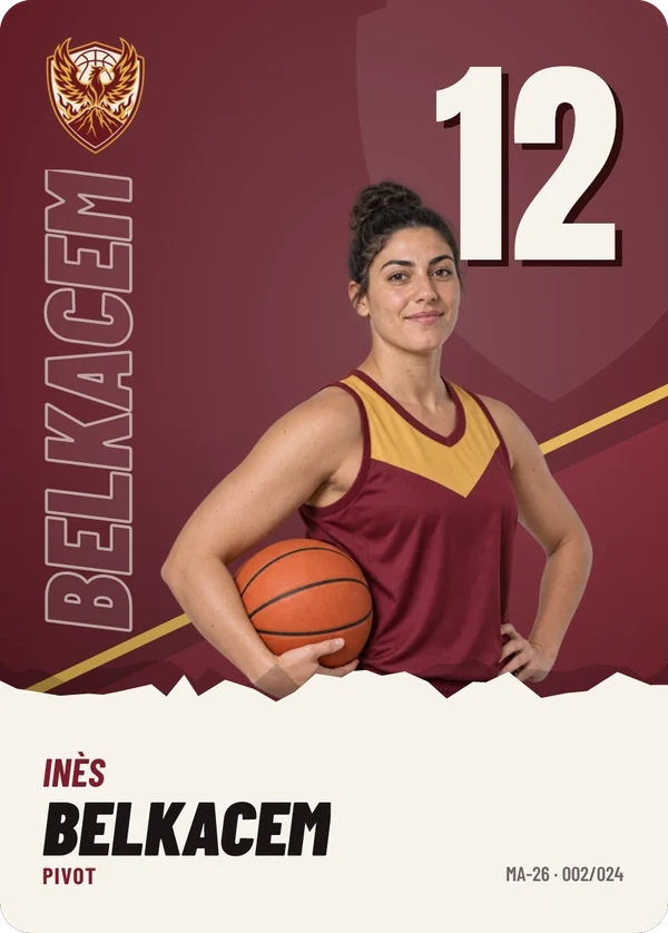 Carte Affiche de Inès Belkacem, photo détourée, Mont-Ardent Basket (exemple fictif)