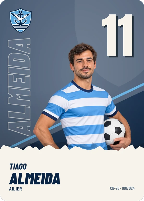 Carte Affiche de Tiago Almeida, photo détourée, Stade Cap-Brun (exemple fictif)
