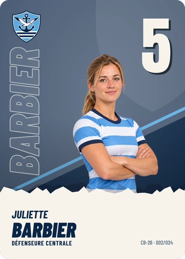 Carte Affiche de Juliette Barbier, photo détourée, Stade Cap-Brun (exemple fictif)