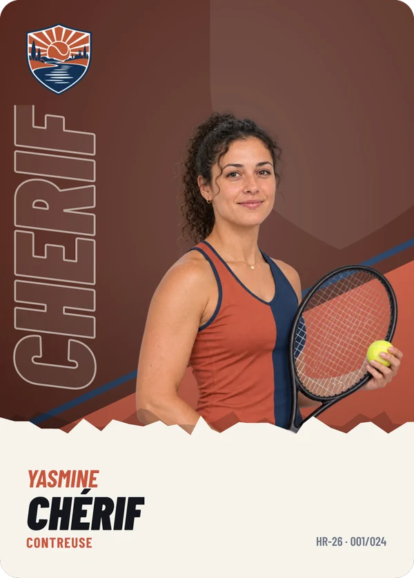 Carte Affiche de Yasmine Chérif, photo détourée, TC Haute-Rive (exemple fictif)