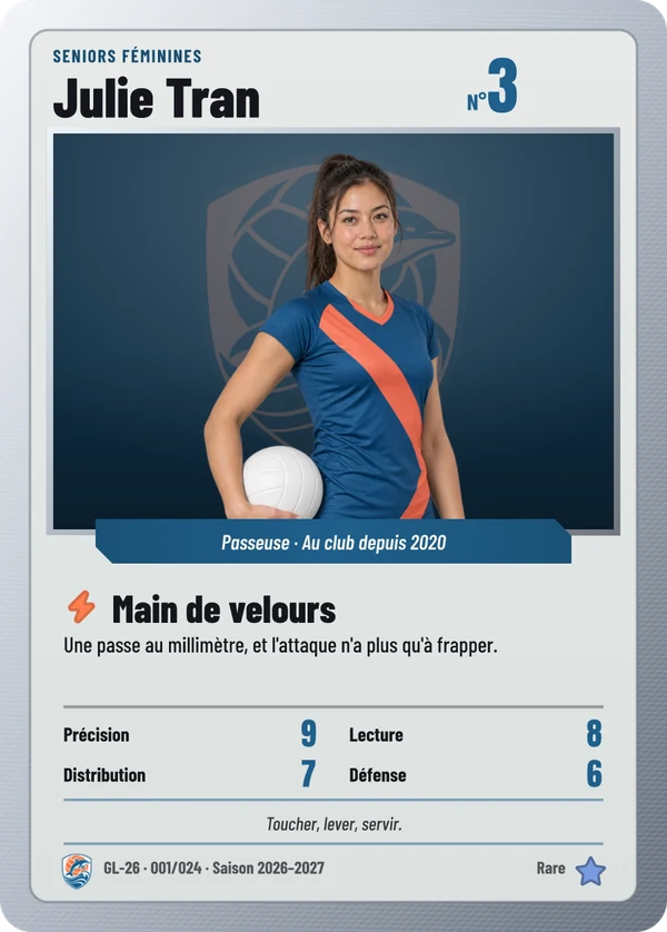 Carte Carte de jeu de Julie Tran, photo détourée, VB Grand-Large (exemple fictif)