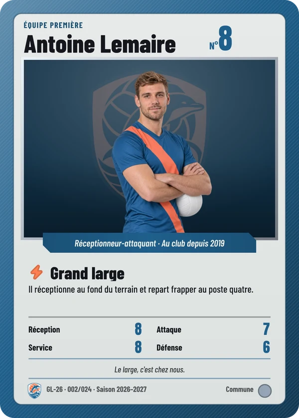 Carte Carte de jeu de Antoine Lemaire, photo détourée, VB Grand-Large (exemple fictif)