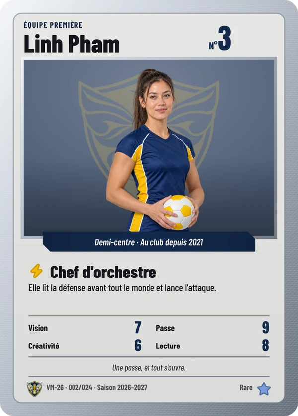 Carte Carte de jeu de Linh Pham, photo détourée, HBC Val-Mistral (exemple fictif)