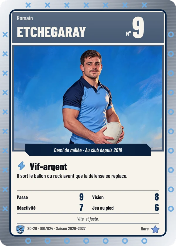 Carte Classique de Romain Etchegaray, illustration d'après la photo, Stade Cardelac (exemple fictif)