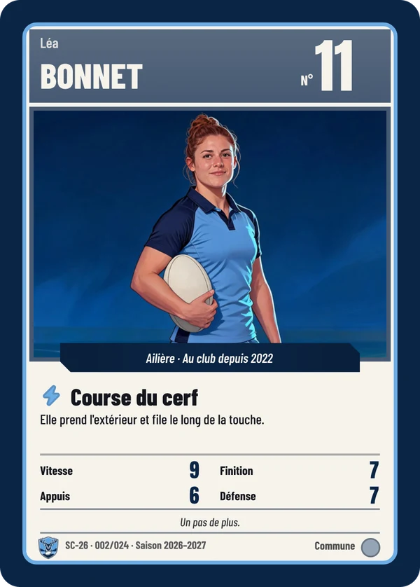 Carte Classique de Léa Bonnet, illustration d'après la photo, Stade Cardelac (exemple fictif)