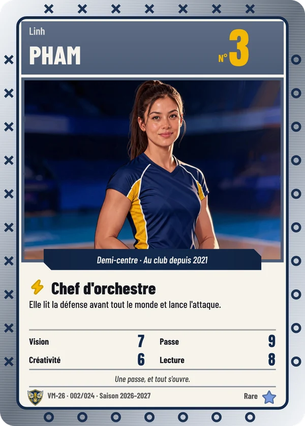 Carte Classique de Linh Pham, illustration d'après la photo, HBC Val-Mistral (exemple fictif)