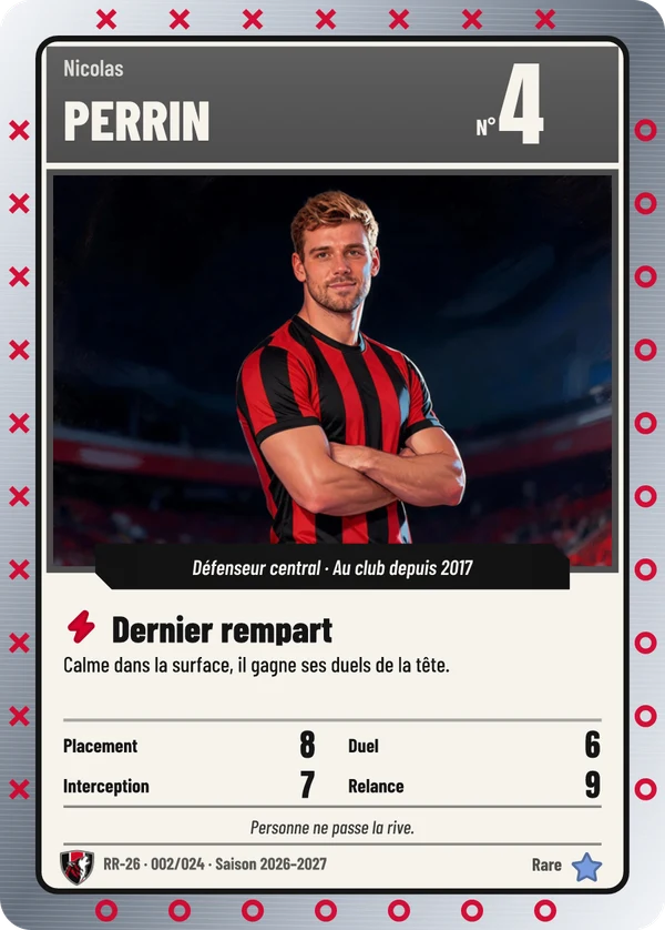 Carte Classique de Nicolas Perrin, illustration d'après la photo, AS Rive-Rouge (exemple fictif)