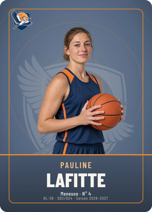 Carte Écusson de Pauline Lafitte, photo détourée, BC Haute-Lisière (exemple fictif)