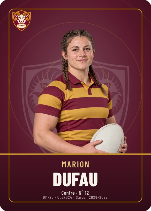 Carte Écusson de Marion Dufau, photo détourée, US Montaurel (exemple fictif)