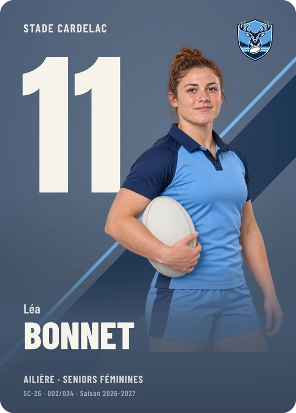 Carte Impact de Léa Bonnet, photo détourée, Stade Cardelac (exemple fictif)