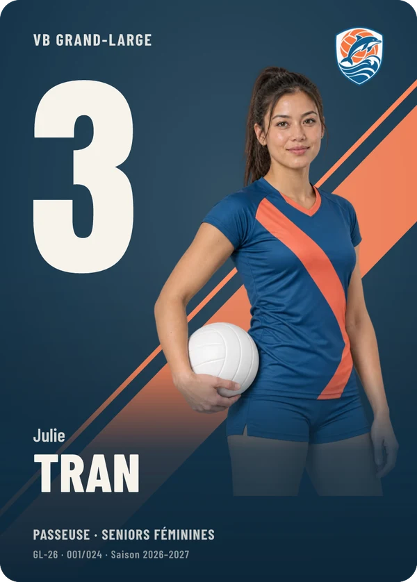 Carte Impact de Julie Tran, photo détourée, VB Grand-Large (exemple fictif)