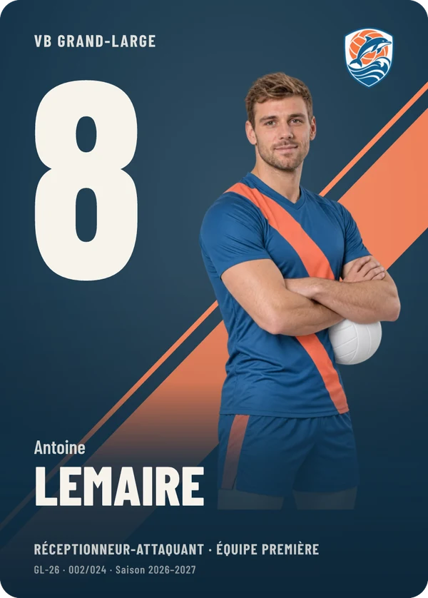 Carte Impact de Antoine Lemaire, photo détourée, VB Grand-Large (exemple fictif)
