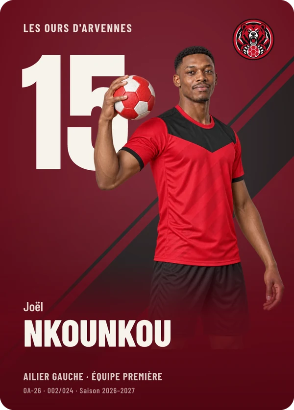 Carte Impact de Joël Nkounkou, photo détourée, Les Ours d'Arvennes (exemple fictif)