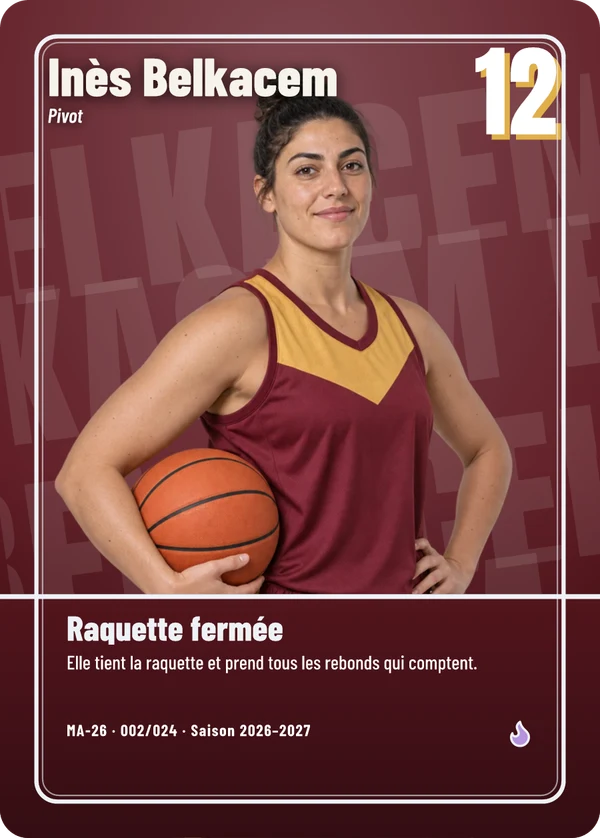 Carte Pleine image de Inès Belkacem, photo détourée, Mont-Ardent Basket (exemple fictif)