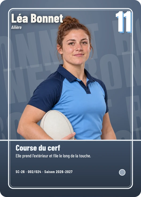 Carte Pleine image de Léa Bonnet, photo détourée, Stade Cardelac (exemple fictif)
