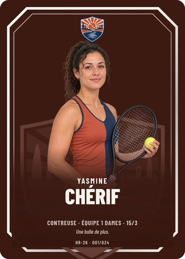 Carte Prestige de Yasmine Chérif, photo détourée, TC Haute-Rive (exemple fictif)