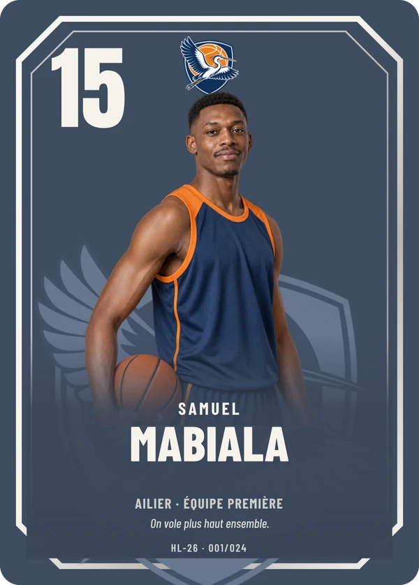 Carte Prestige de Samuel Mabiala, photo détourée, BC Haute-Lisière (exemple fictif)
