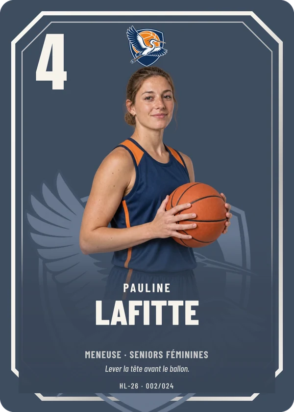 Carte Prestige de Pauline Lafitte, photo détourée, BC Haute-Lisière (exemple fictif)