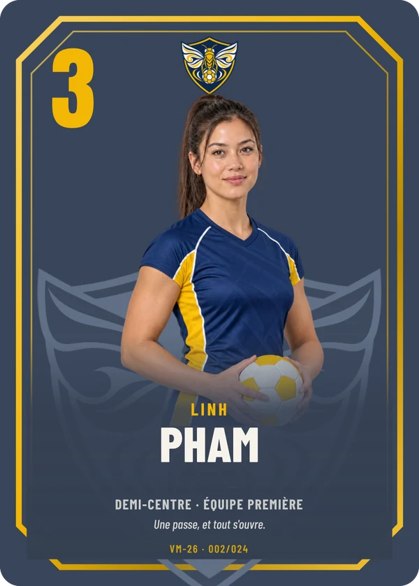 Carte Prestige de Linh Pham, photo détourée, HBC Val-Mistral (exemple fictif)