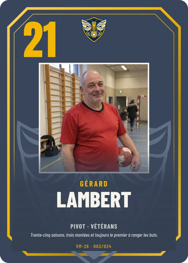 Carte Prestige de Gérard Lambert, photo de téléphone, non détourée, HBC Val-Mistral (exemple fictif)