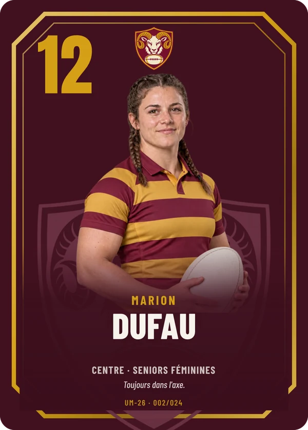 Carte Prestige de Marion Dufau, photo détourée, US Montaurel (exemple fictif)
