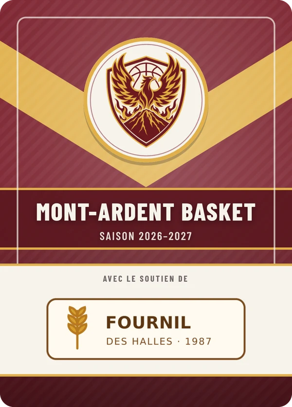 Verso de Mont-Ardent Basket, avec le logo d’un partenaire fictif