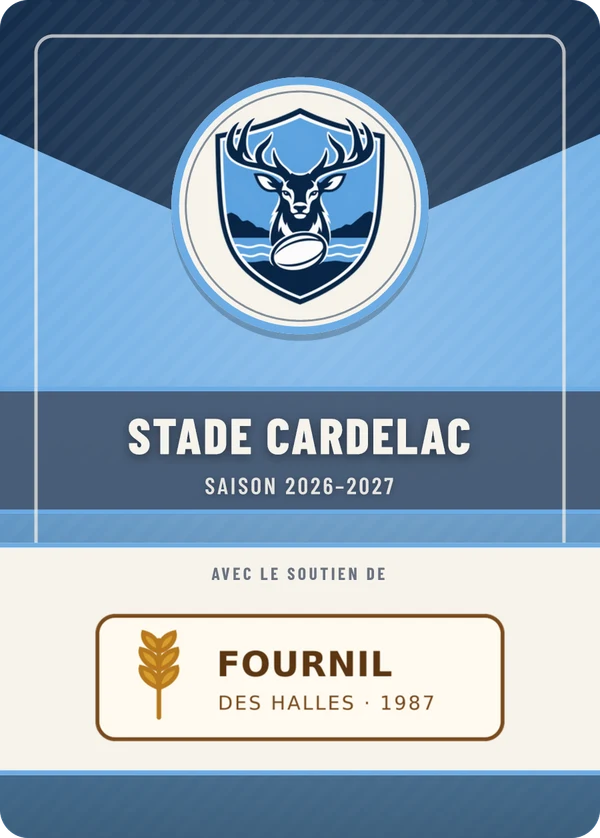 Verso de Stade Cardelac, avec le logo d’un partenaire fictif
