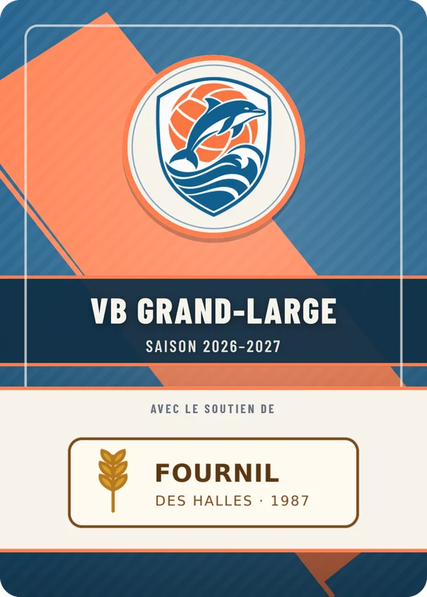 Verso de VB Grand-Large, avec le logo d’un partenaire fictif