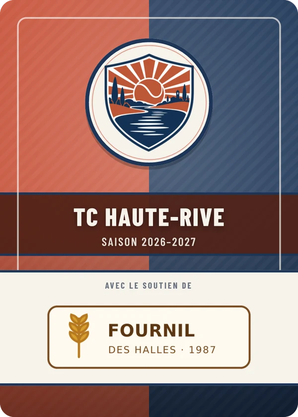 Verso de TC Haute-Rive, avec le logo d’un partenaire fictif