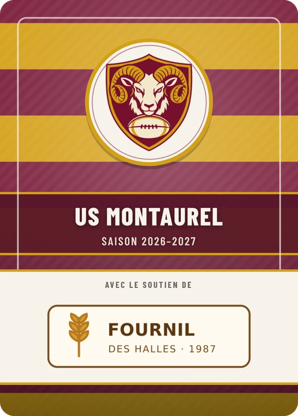 Verso de US Montaurel, avec le logo d’un partenaire fictif