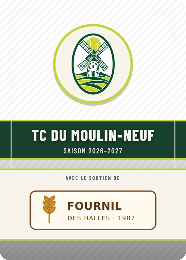 Verso de TC du Moulin-Neuf, avec le logo d’un partenaire fictif
