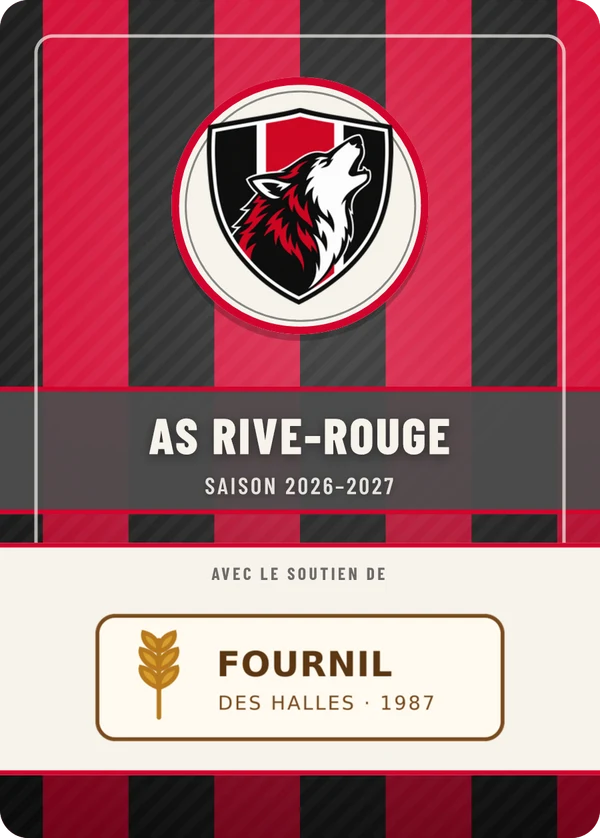 Verso de AS Rive-Rouge, avec le logo d’un partenaire fictif