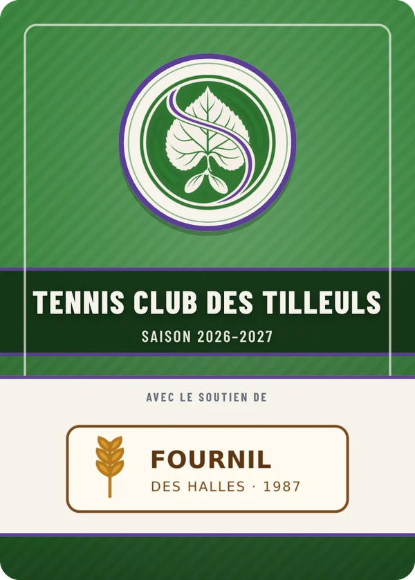Verso de Tennis Club des Tilleuls, avec le logo d’un partenaire fictif