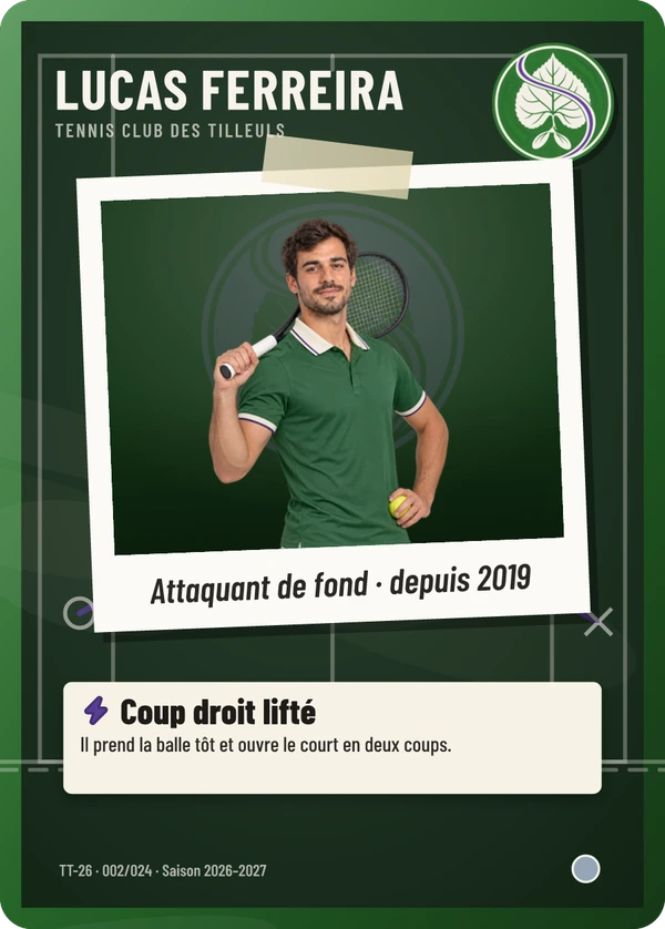 Carte d’exemple fictive, inspiration Tableau tactique · Tennis