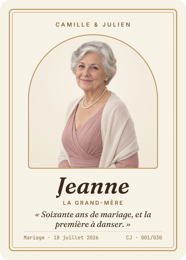 Carte Portrait de Jeanne, La grand-mère, exemple fictif